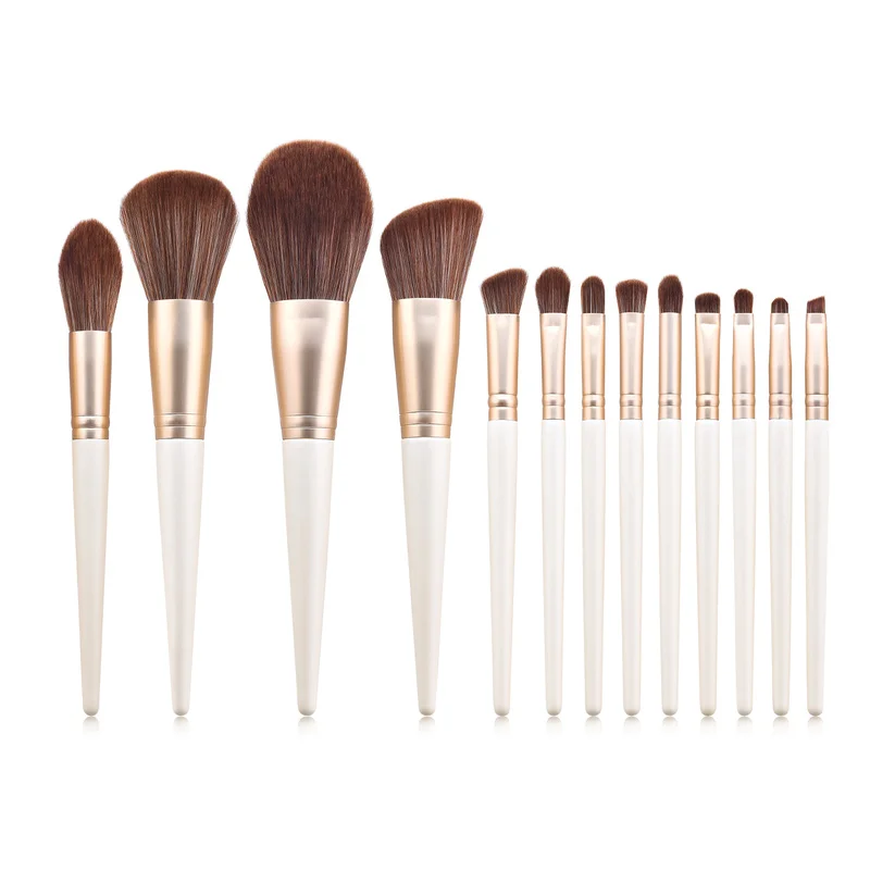 BBL 13pcs Elegant White Makeup Brush Set Powder Blush Sculpting Tapered Blending Highlighter Smudge Eyeshadow Eyebrow Kits | Красота и