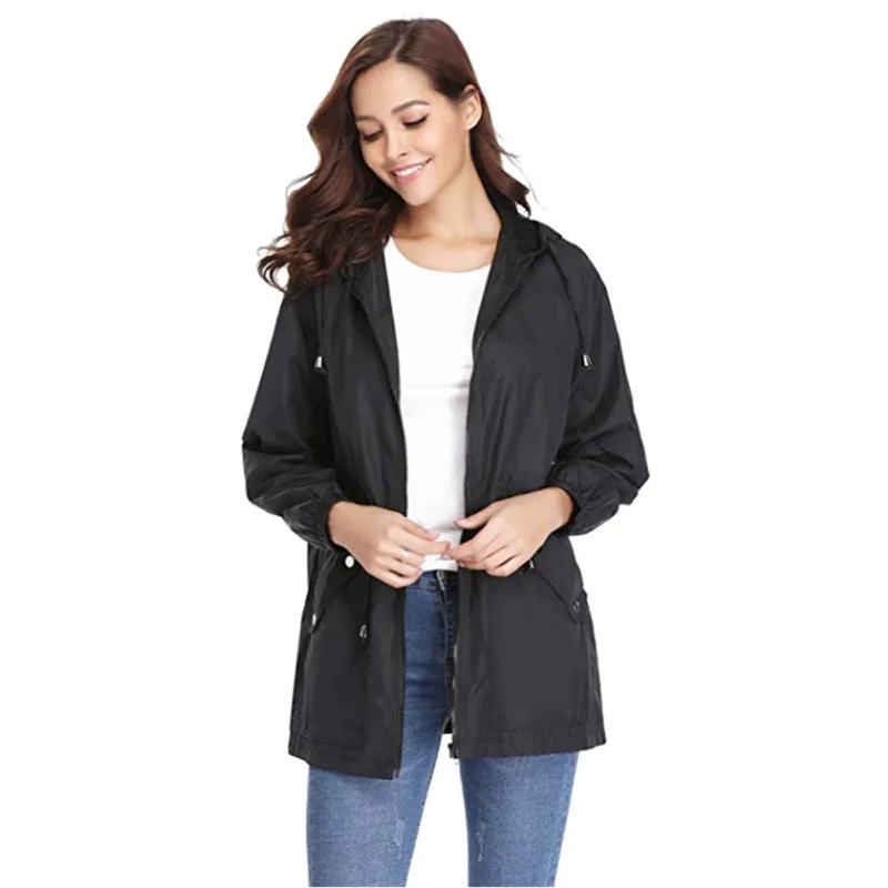 Women Waterproof Windbreaker Lightweight Rain Jackets