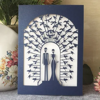

40pcs/lot Elegant Laser Cut Wedding Invitations 24 Colors Pearl Paper Wedding Card Western Style Wedding Decorations Gift Card