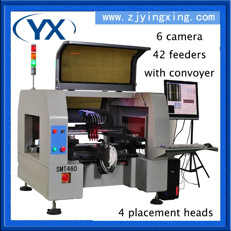 

High-precision And Fast Speed Manual Small PNP Machine Small SMT Machines SMT460 With Conveyor+4pcs Head+42Feeders