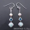 Boucles d'oreilles Larimar en argent Sterling 925 pour femmes, bijoux en topaze, longs pendants ► Photo 3/6