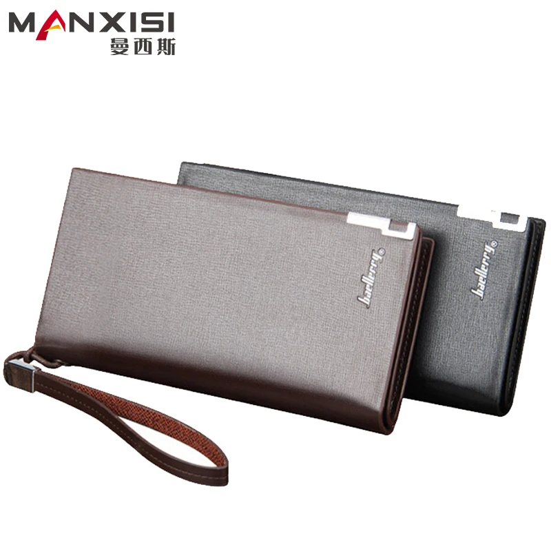  2016 NEW Baellerry brand Men Wallets Fashion Black Long leather Designs Man Wallet With Card Holder Long Zipper Coin Purse SW002 