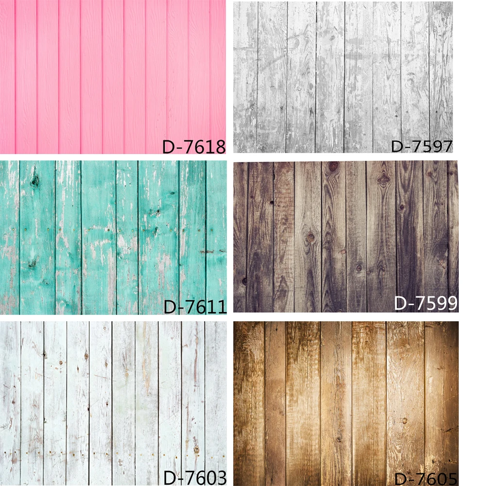 HUAYI Wood Board Background White Brown Wooden grain Floor Backdrop for Baby Pet Doll Portrait Vinyl Photophone Photocall Studio