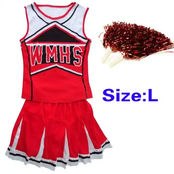 Hot Sale Tank top Petticoat Pom cheerleader 2 piece suit new red costume S L red cheerleader costume
