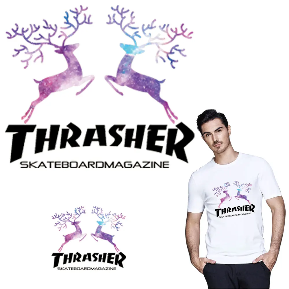 

Christmas Deer iron on A-level patches heat transfer pyrography for Lovers patch decoration printing street fashion products
