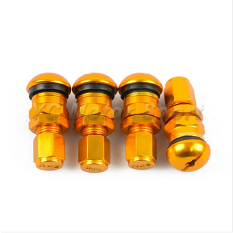 

Free Shipping 4pcs/set Universal Full Rays Volk Racing Forged Gold Color Aluminum Tire Valve Stem with Caps Tubeless Valves