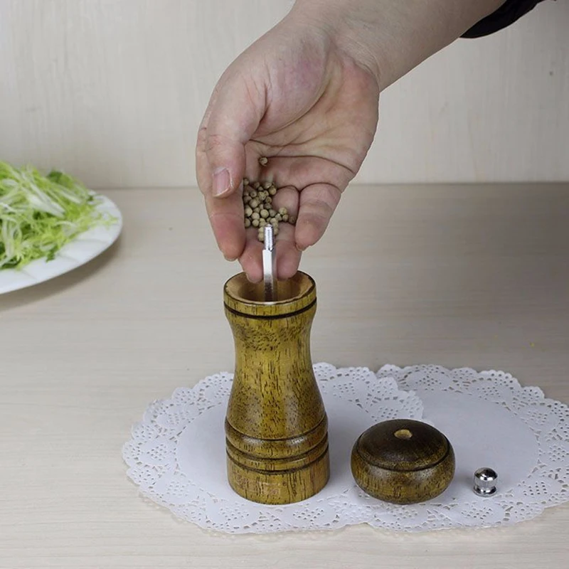 Деревянная мельница для соли и перца Набор для морской соли и перчинок(8 дюймов) Сильная Регулируемая дробилка