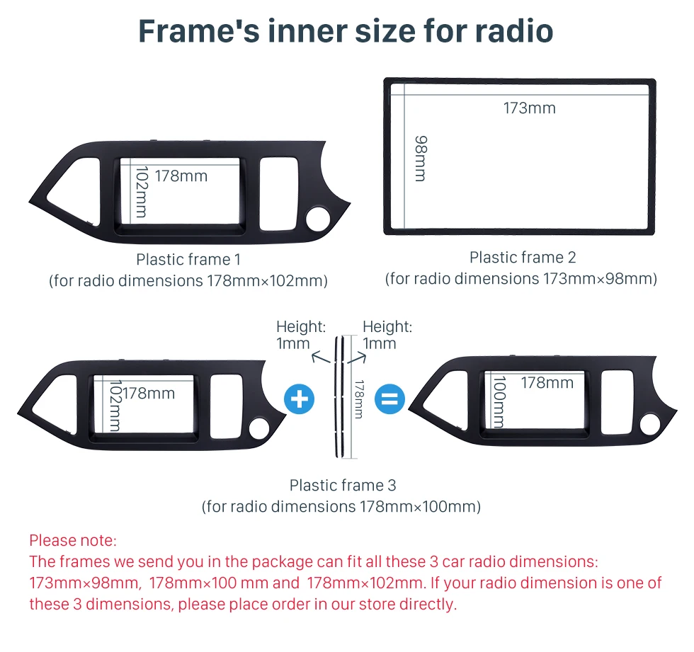 Seicane Black Double Din 2011 KIA MORNING PICANTO Right Hand Drive Car Radio Fascia Dash CD Panel kit Auto Stereo Installation Frame
