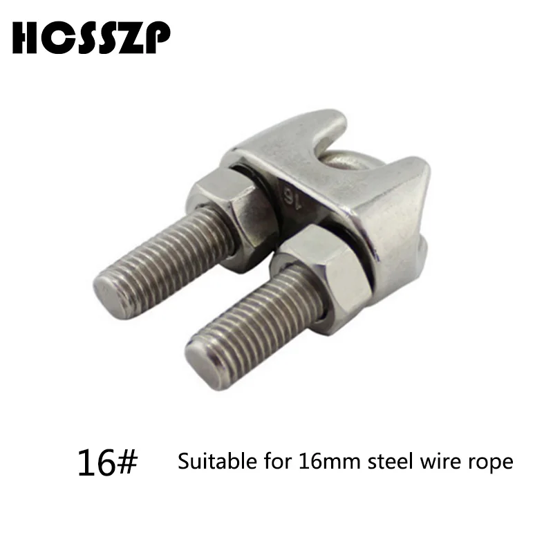 

HCSSZP 5 Pieces 16# Wire Rope Clip DIN741 304 Stainless Steel U type Cable Bolts Rigging Hardware Clamps Free Shipping