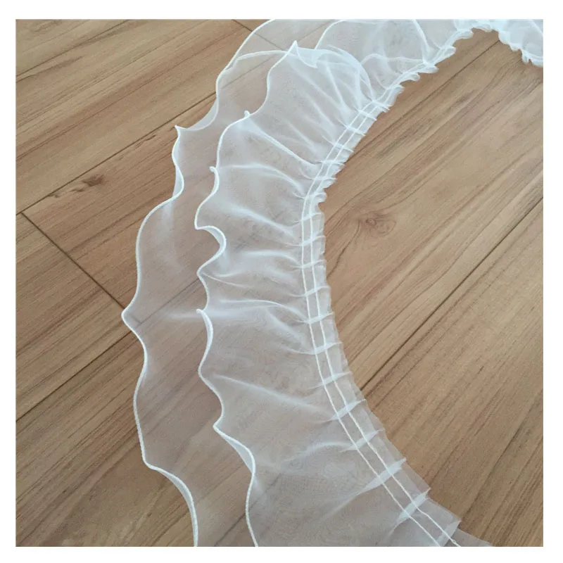 

3Yards/Lot DIY Organza Ruffle Lace Fungus Pleated Lace Trim Double layer Width 14-18cm Wedding Dress Sew Accessories