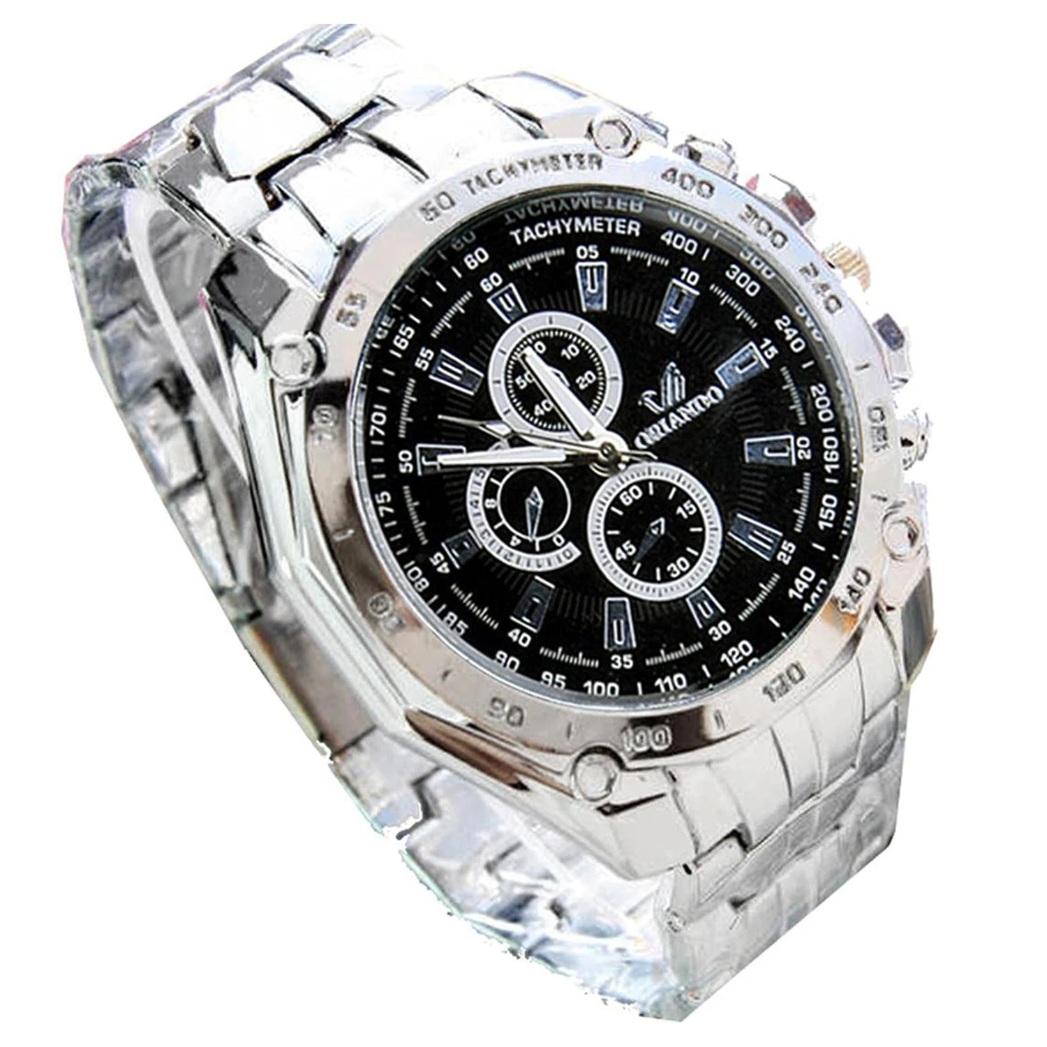 

Mens Fashion Stainless Steel Luxury Sport Analog Quartz Wrist Watch Silver