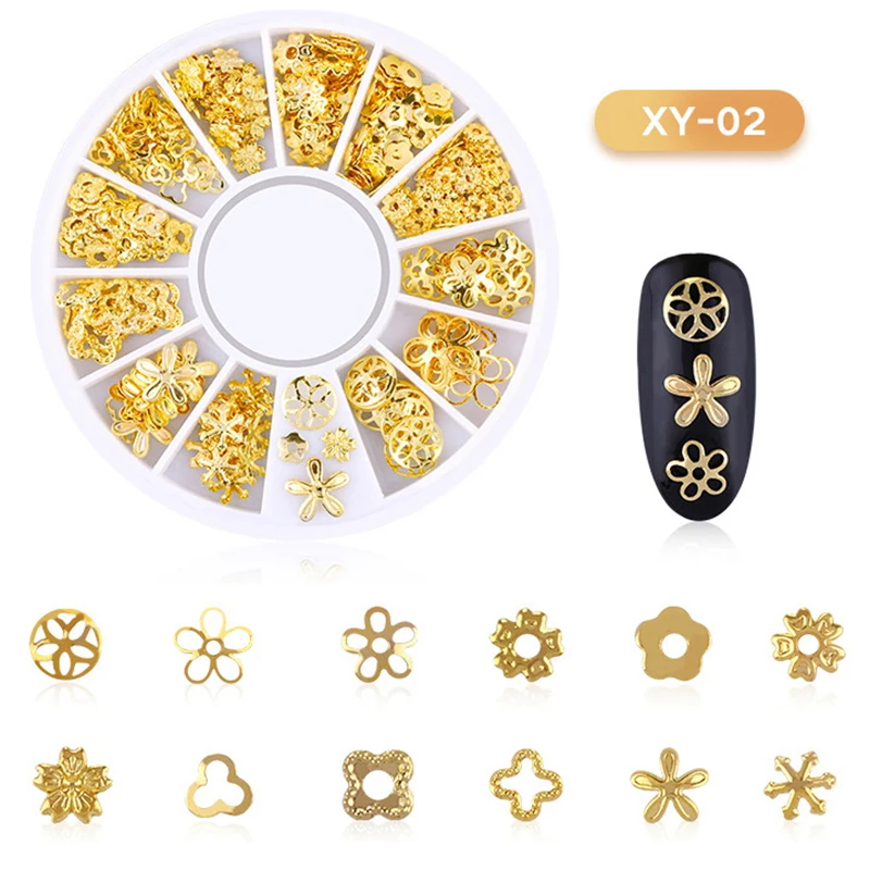 Полая форма для украшения ногтей, металлические геометрические золотые наконечники, инструменты для самостоятельного дизайна ногтей, модные 3D украшения для ногтей