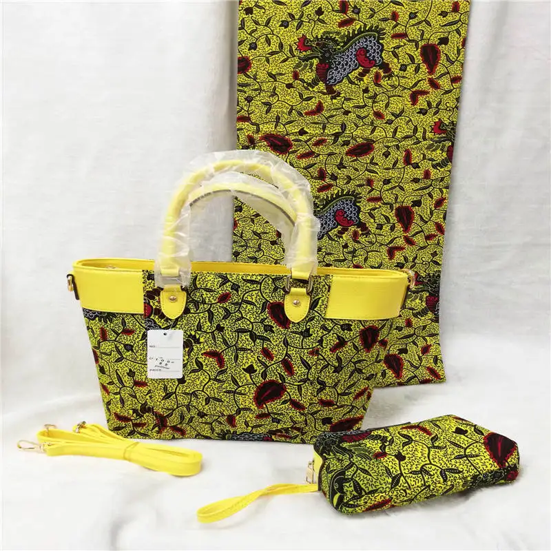 

Lasted Fashion african wax bag sets 3 pieces/set ankara wax handbag matching 6 yards african wax fabric ! L60928