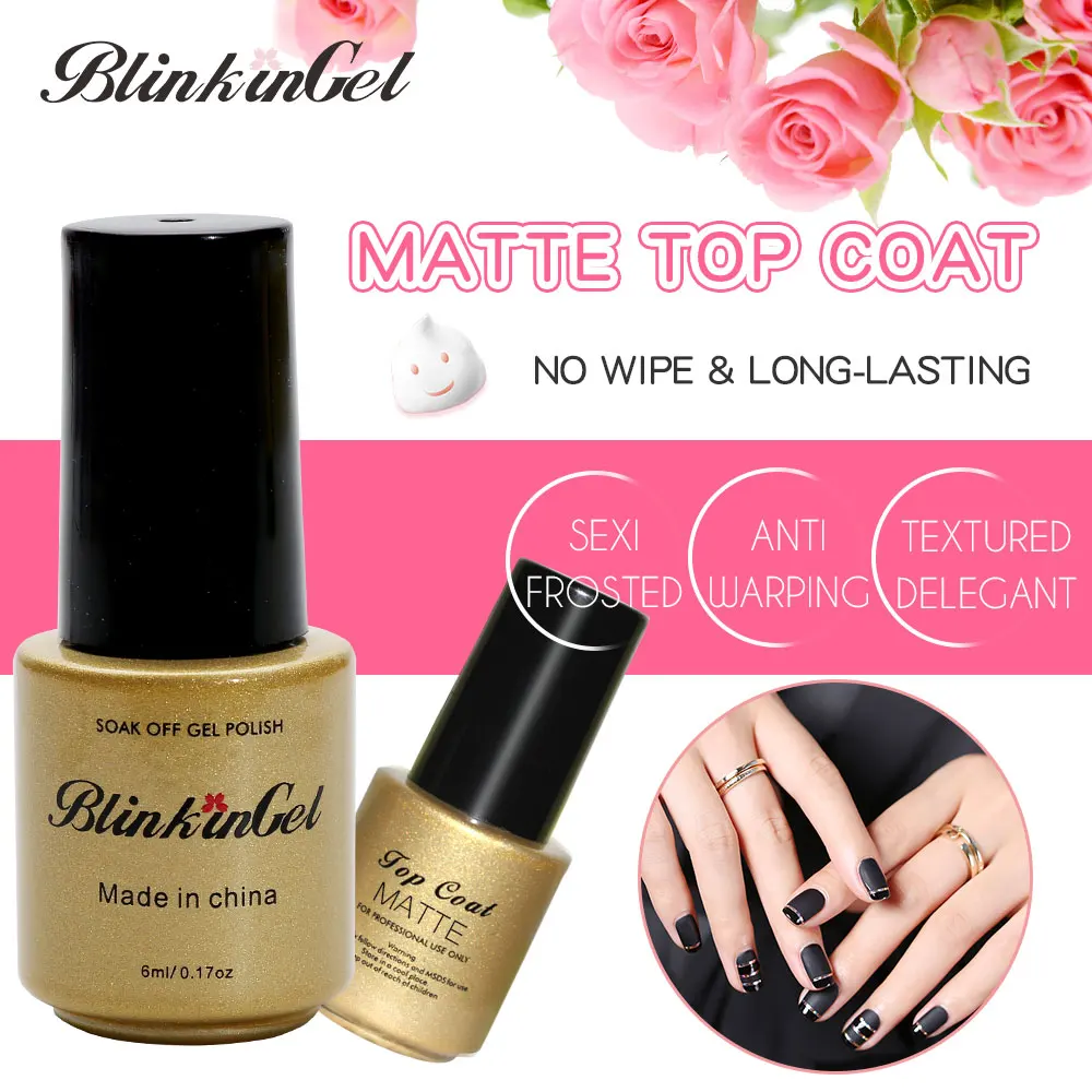 BlinkinGel 1 шт. для ногтей Top Coat коврик не вытирайте Soak Off лак для ногтей Top Coat полу постоянный в смоле 6 мл