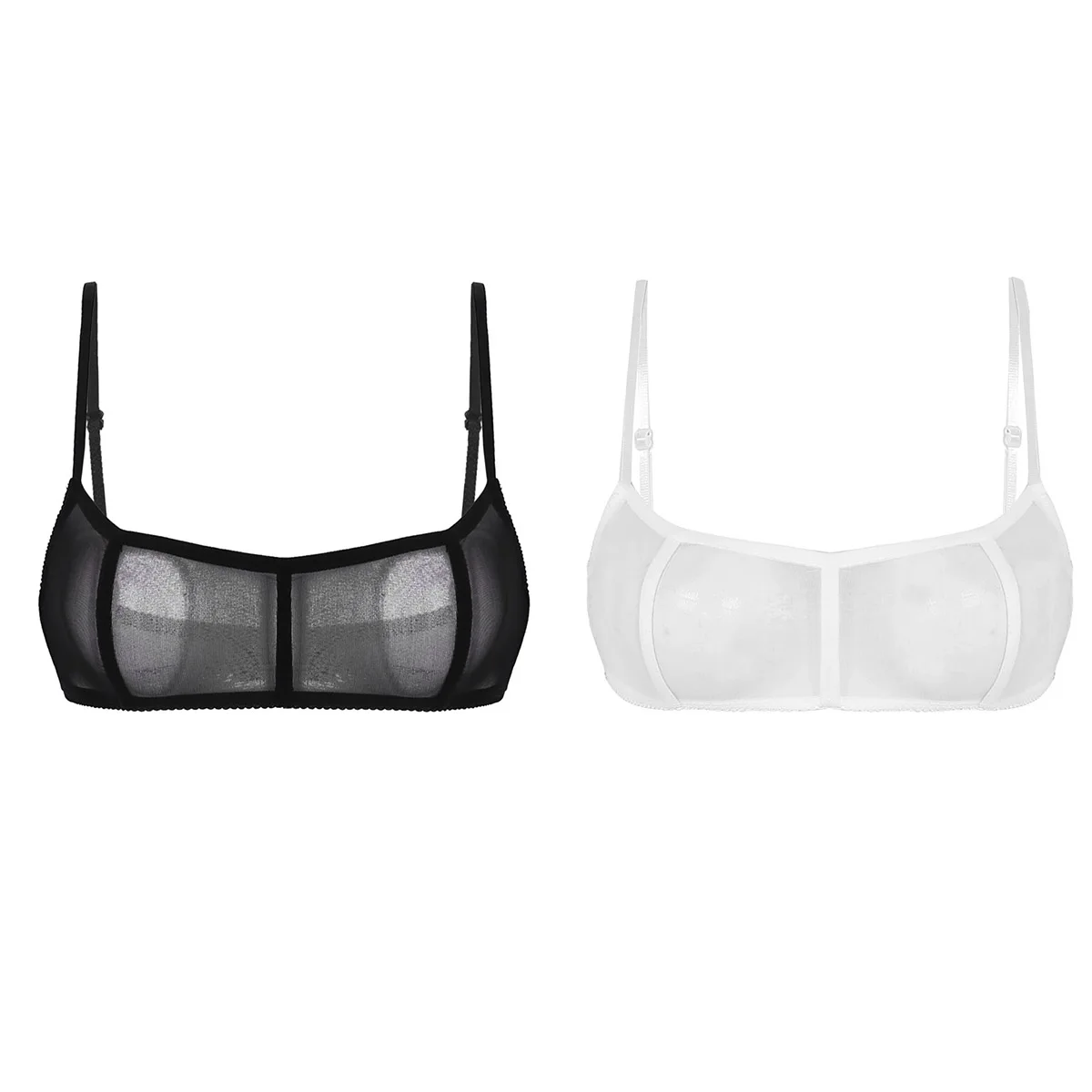 Womens Lingerie Sexy Camisoles See Through Wetlook Mesh Hollow Out Wire-free No Pad Top Seamless Bralette Femme Sleepwear