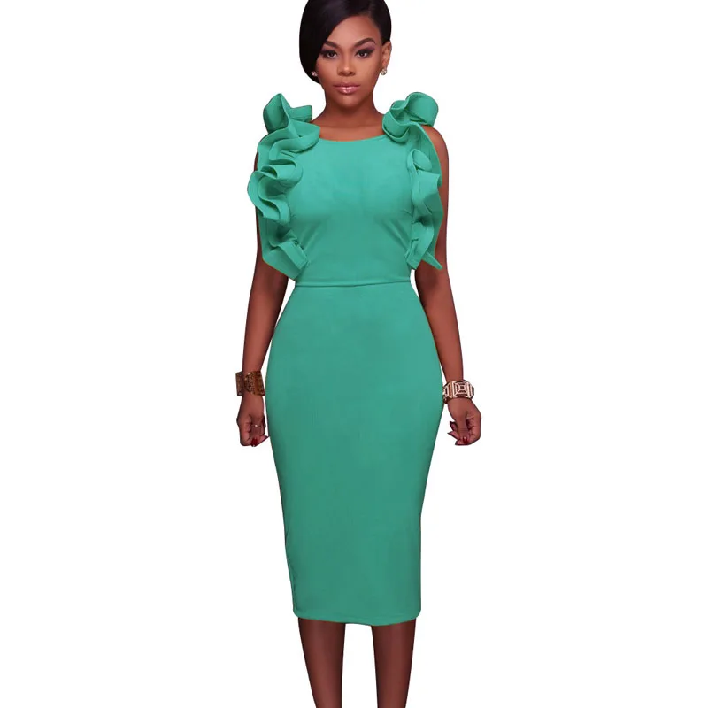 New Fashion Nova Woman Backless Party Dresses Front And Back Ruffles Sexy Split Bodycon Midi Celebities Dress Kleding Vrouwen