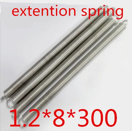 

2pcs/lot 1.2*8*300 1.2*8mm stainless steel extension tension spring springs