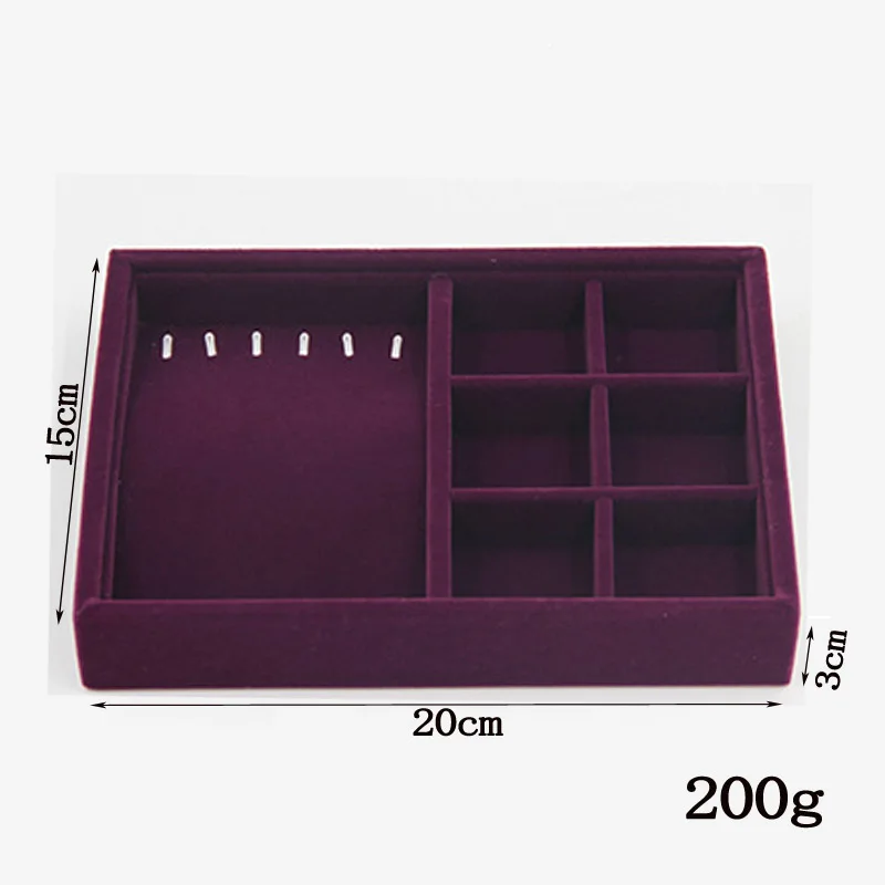 20*15*3cm DIY Storage Tray Soft Velvet Jewelry Packaging Display Jewelry Earrings Necklaces Pendants Bracelets Tray Holder Case