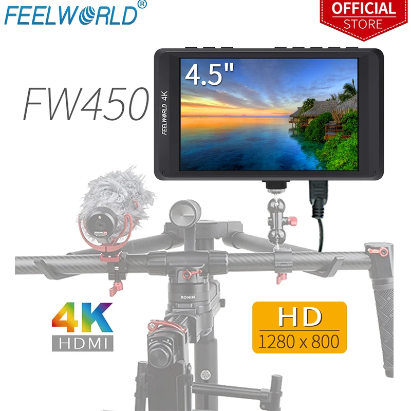 Feelworld FW450 4," ips 4K HDMI камера полевой монитор 1280x800 HD портативный ЖК-монитор для DSLR с пиковым фокусом поле проверки