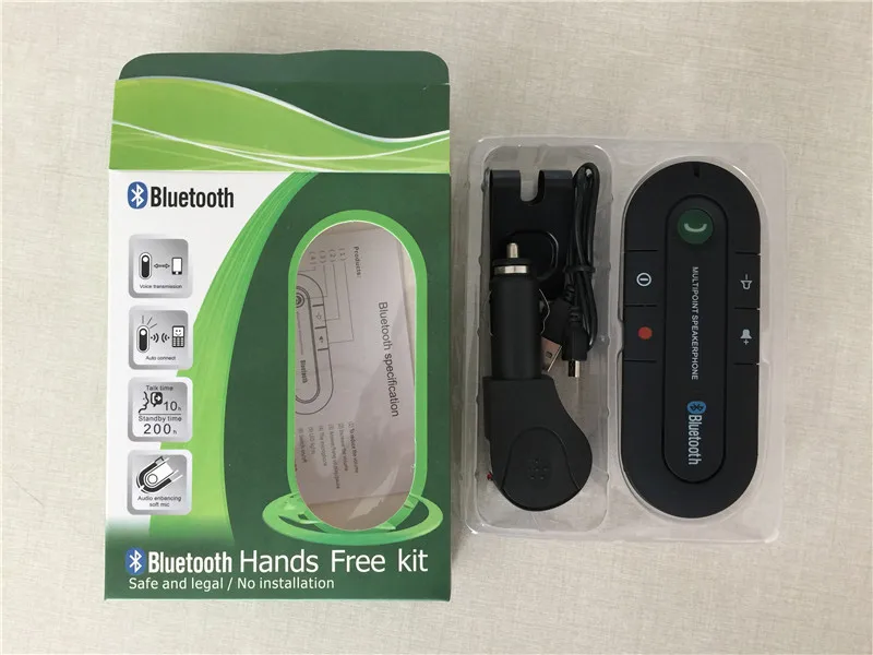Universal Bluetooth Wireless Speaker Phone MP3 Player Car Kit Sun Visor Clip Speakerphone Car Charger socket (6)