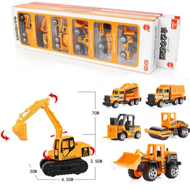 6PCS/Set Baby Engineering Cars Toy Boys Girls Imitation Inertial Engineering Car Children Toy Alloy Excavator Gift 2018 New Toy 2