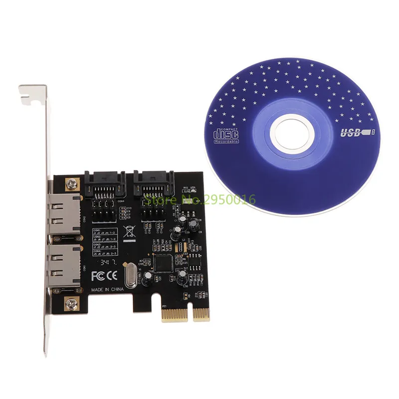 

6Gbps PCI-E PCI Express To SATA 3.0 ESATA SATA III 2-Port Card Converter Adapter C26