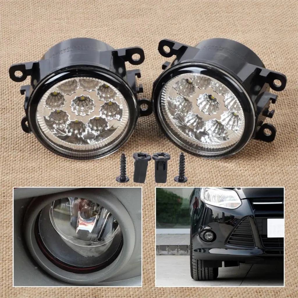 2x 55W 9 LED Round Front Right Left Fog Lamp DRL Daytime Running Driving Lights 4F9Z