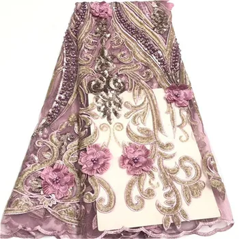

Pink African Lace Fabric 2019 High Quality Lace Nigerian Lace Fabric With Sequins Embroidery Tulle French Lace For Women Dress