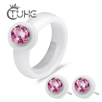 

2017 New Wedding & Engagement Jewelry Sets China Style Ceramic Rings & Earrings for Bride Statement Stud Earrings Wedding Gift