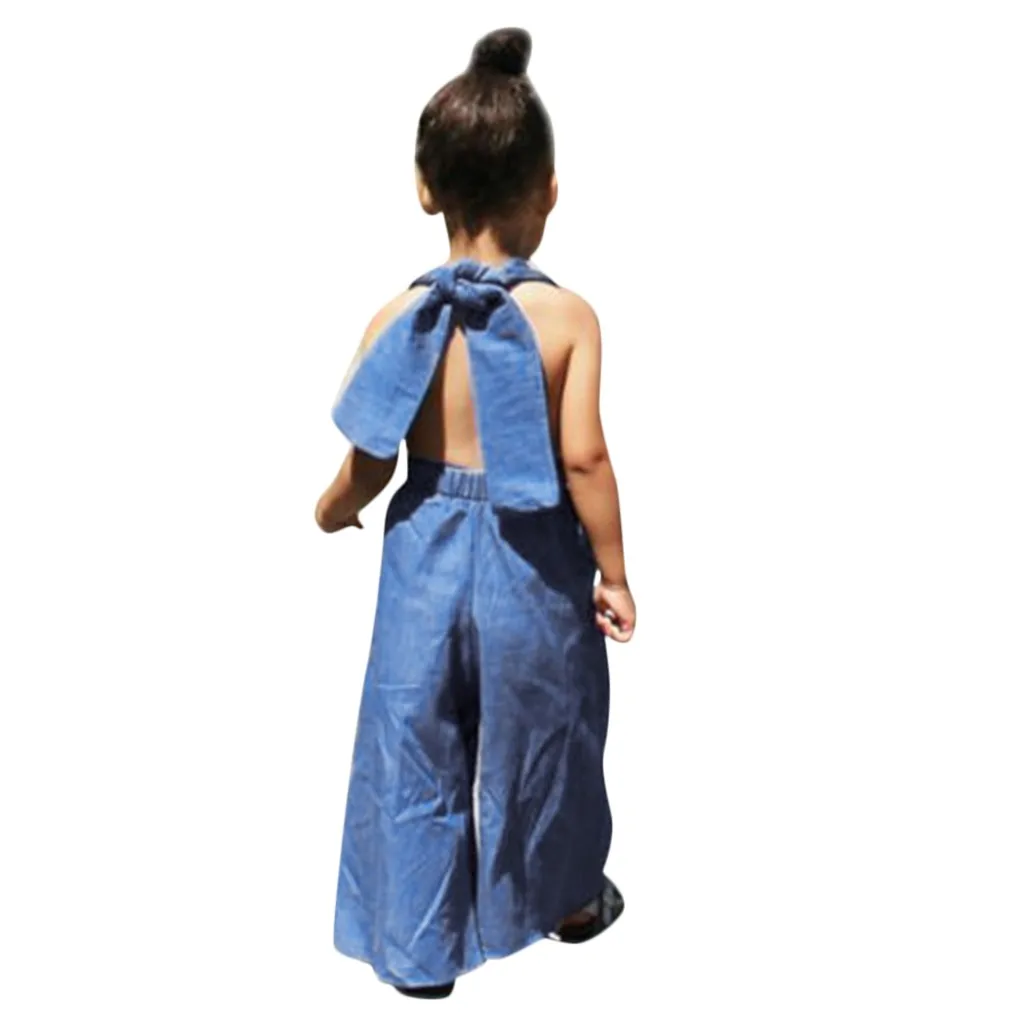 

Toddler Baby Kids Girls Solid Lace-up Overall Pants Trousers Loose Pants Clothes