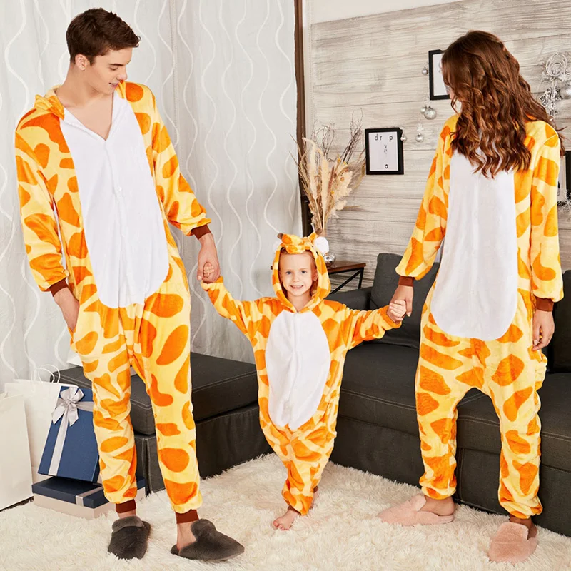 Matching family clothes animal onesie pajamas adult christmas pajamas kid  Flannel Sleepwear overall Pijama funny outfit P20|Matching Family Outfits|  - AliExpress