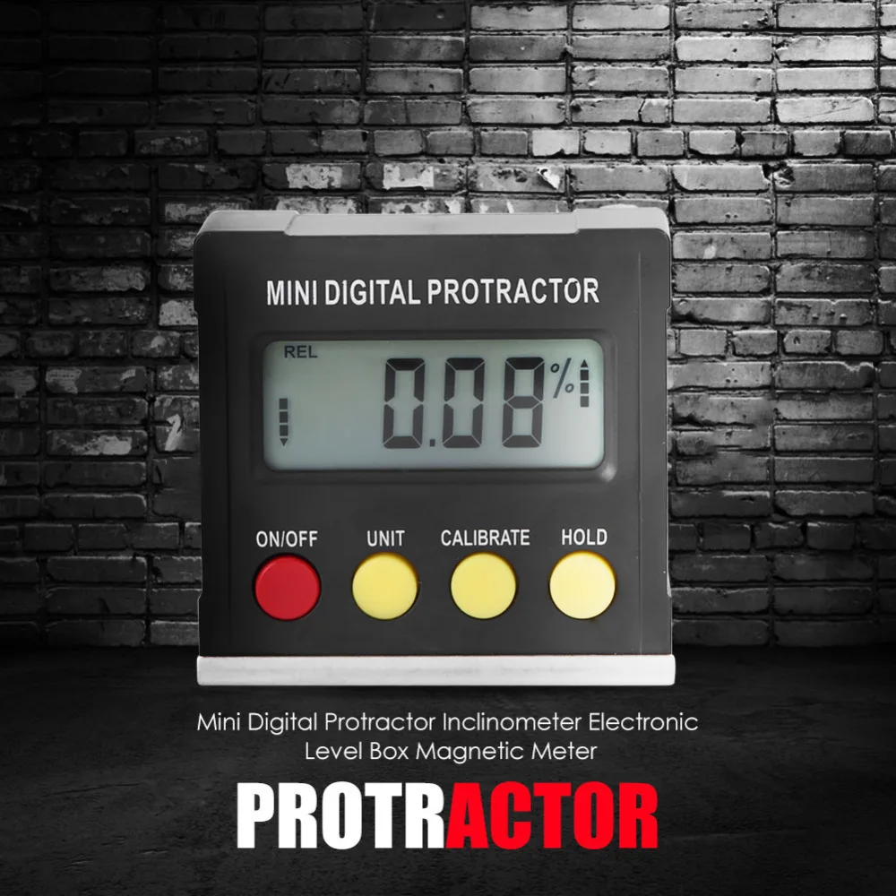

360Degree Digital Inclinometer Protractor Electronic Level Box Angle Finder Measure Bevel Box Goniometer Magnet Base Angle Gauge