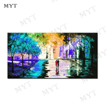 

MYT Lover In Street Large Modern Home Decoration Wall Art Picture Hand-painted Abstract Women Paintings Oil Painting on Canvas