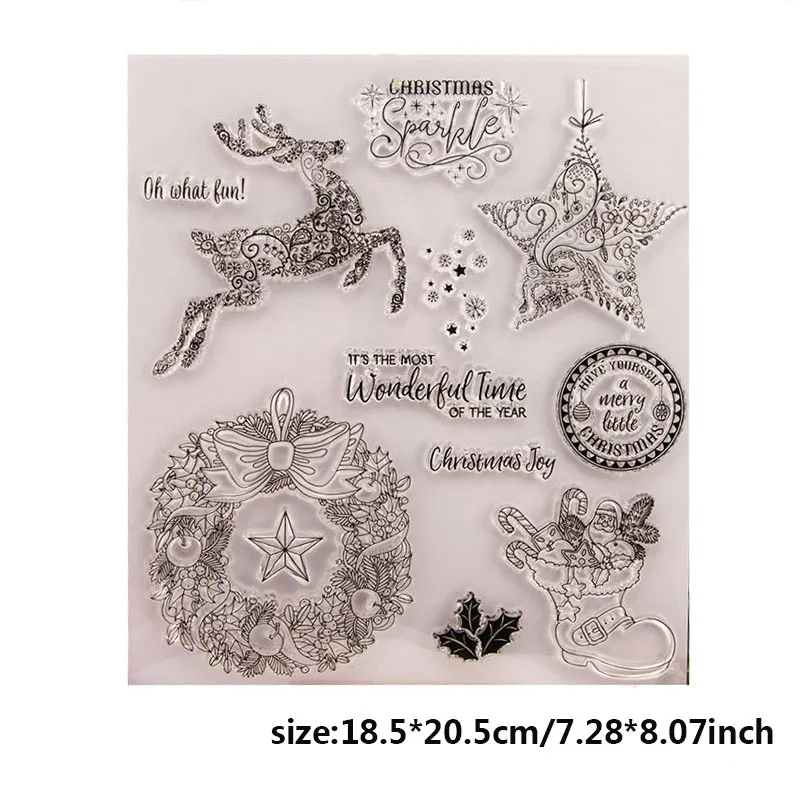 Рождественская елка марки Прозрачный Очистить резиновый штамп распечатка с изображением оленя для бумажные карточки для скрапбукинга делая приглашения на свадьбу DIY - Цвет: deer ball stamps