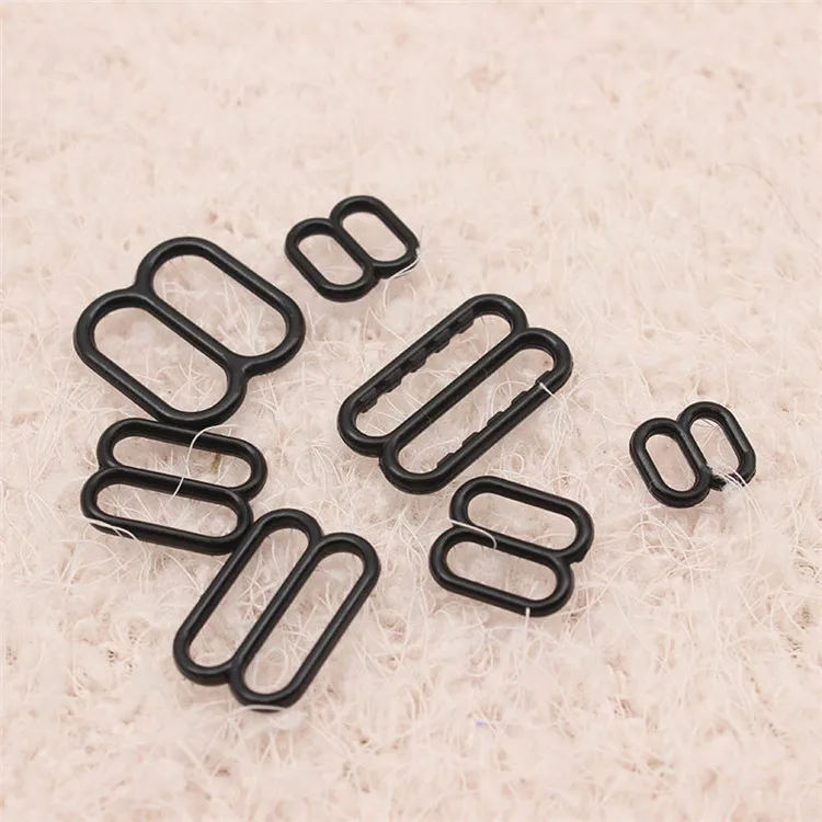 100Pcs Black Plastic Adjustable Bra Strap Slider For Bra Underwear