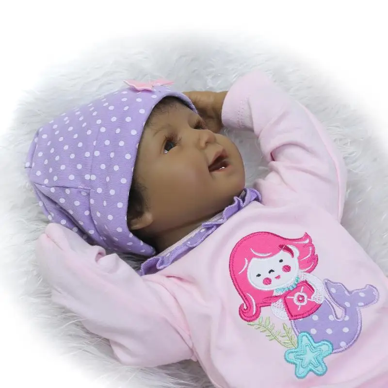 Bebe 22 "Reborn модный бренд силиконовые куклы Reborn черной кожи Африка для новорожденных девочек куклы подарок для ребенка oyuncak Bebek bonecas Reborn