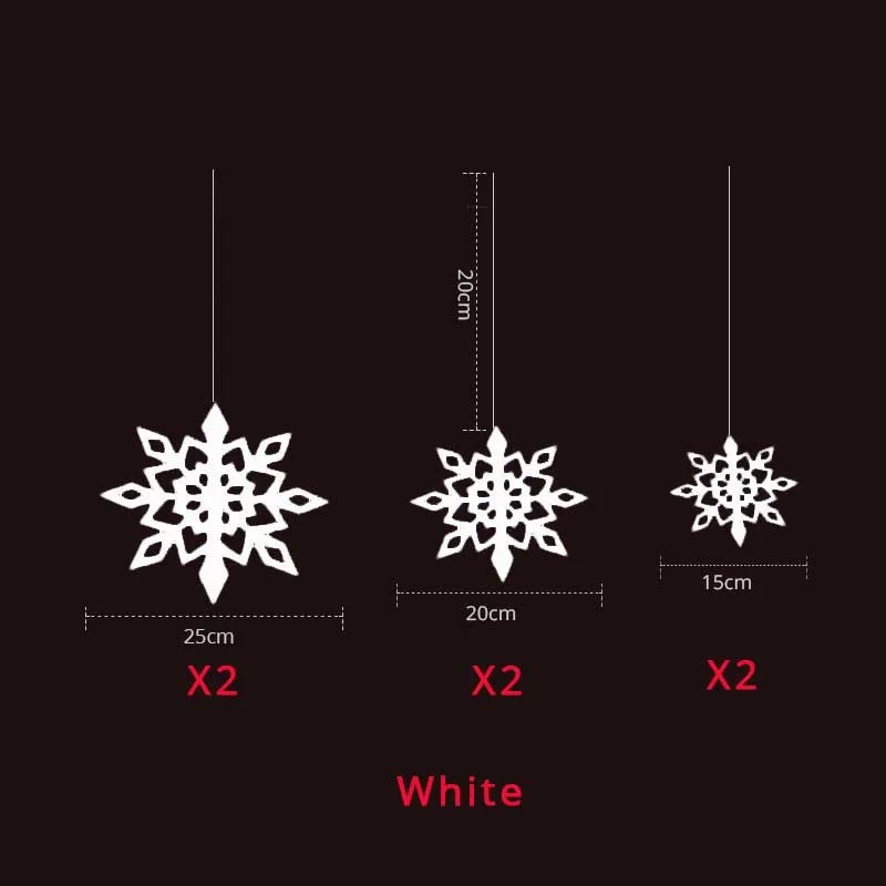 6 шт 15/20/25 см 3D гирлянда из снежинок рождественские украшения для дома искусственный снег Подвески Год Вечерние Декор - Цвет: white snowflake