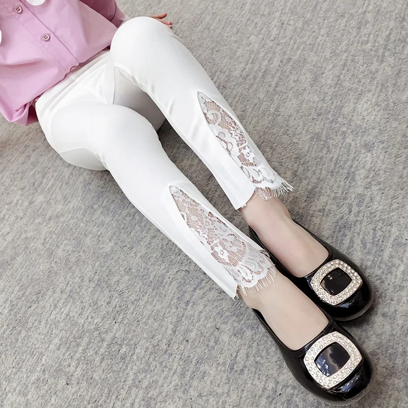 

Girls pants Spring 2019 Girls leggings Children fashion leggings girl Students trousers Lace patchwork Flare pants For 4-12years