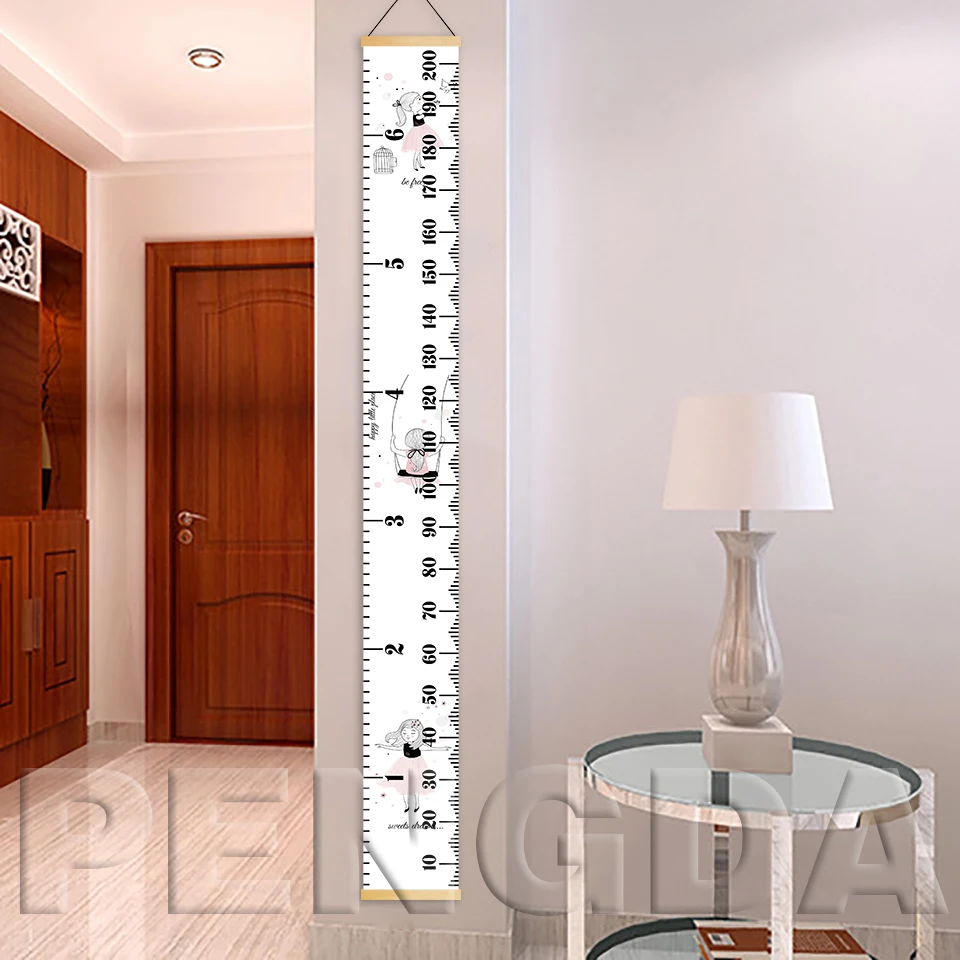 Modern Canvas Art Print Scroll Poster Child Kids Growth Chart Height Measure Ruler Nordic Wall Home Decoration Hanging Painting