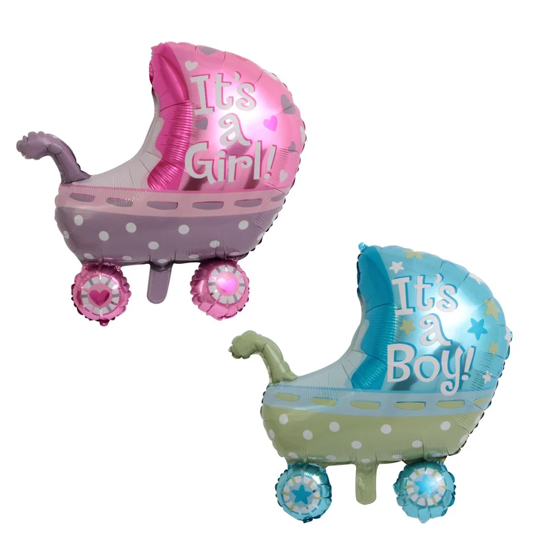 

1pc New Baby Stroller Shape Foil Balloon It's a Girl It's a Boy Helium Balloons Baby Shower Gender Reveal Party Decorations Ball
