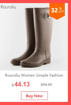 Rouroliu/женские непромокаемые сапоги до колена, Нескользящие высокие резиновые сапоги с пряжкой, непромокаемые женские резиновые сапоги, большой вал ZM13