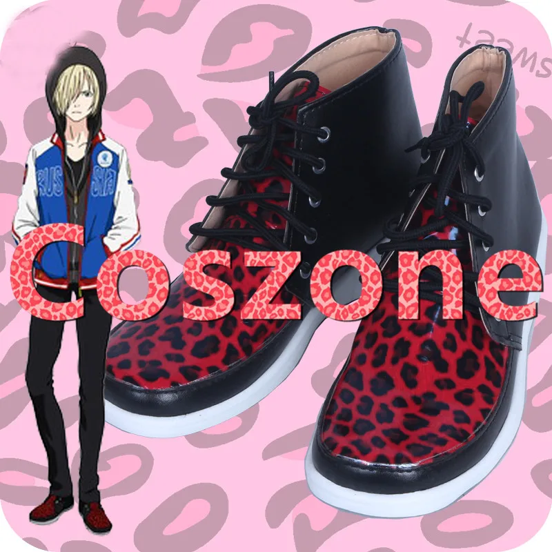 Yuri On Ice YURI!!!On ICE Plisetsky Yuri Black Red Cosplay Shoes (2)