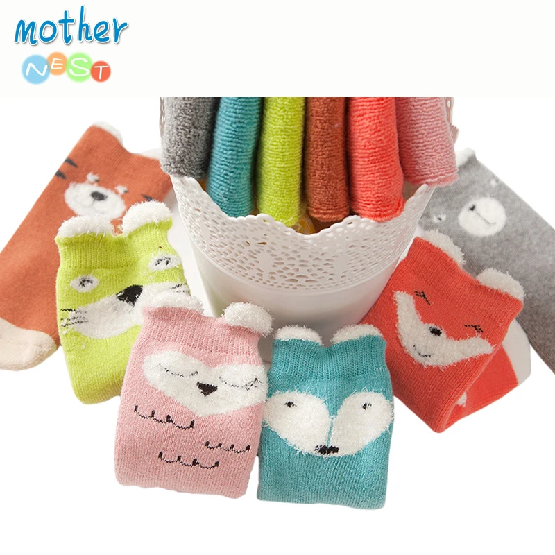 2018 New Styles Baby Newborn Warm Socks Baby Boy Floor Shoes Sock Toddler Infant Socks Animal Fox Winter Short Socks (3)