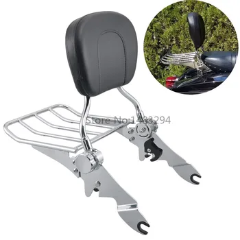 

Adjustabl Large Backrest + shelf Sissy Bar Stealth Fits For Harley-Davidson 09-UP Road King CVO Gilde Series FLTR FLHX