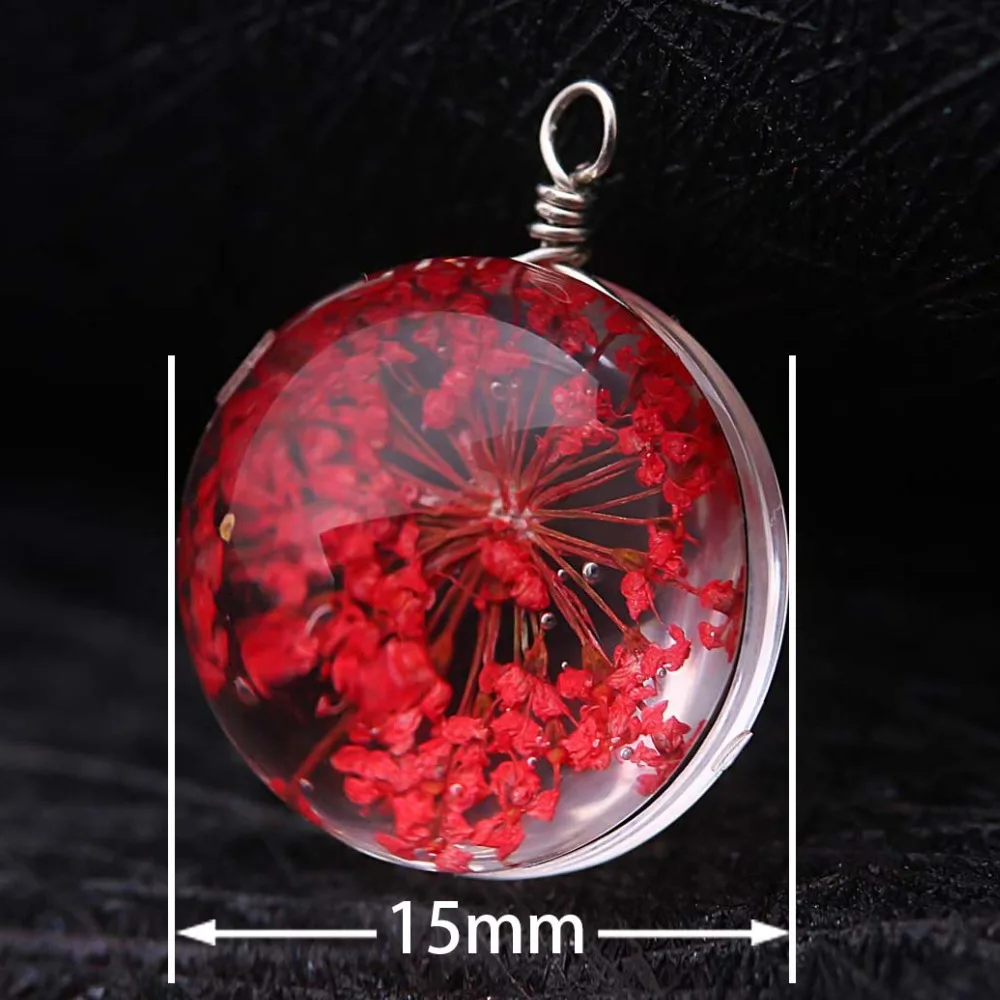 7pcs/ lot Cute Colors Dried Flowers Cabochon Glass Charm fit Necklace Earrings Pendant Charms For Jewelry Making DIY Accessories