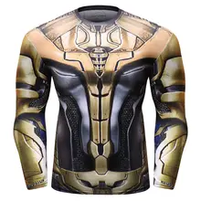 Мужские футболки для бега спортивная одежда Avengerst Thanos Armor с длинным рукавом Одежда для фитнеса бега быстросохнущая спортивная одежда гибкая