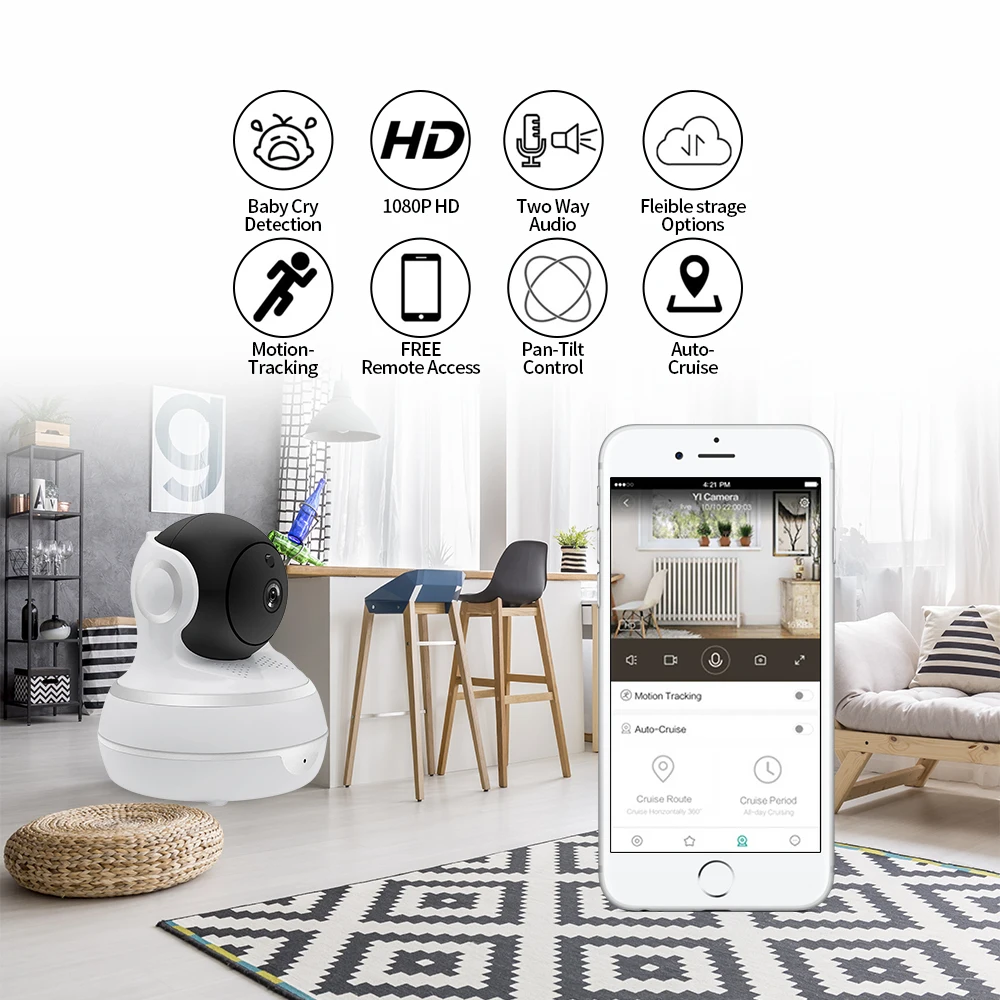 

Security Camera 2MP 1080P Weatherproof Surveillance Wifi IP Home Cam with Night Vision Two Way Audio Cloud Storage