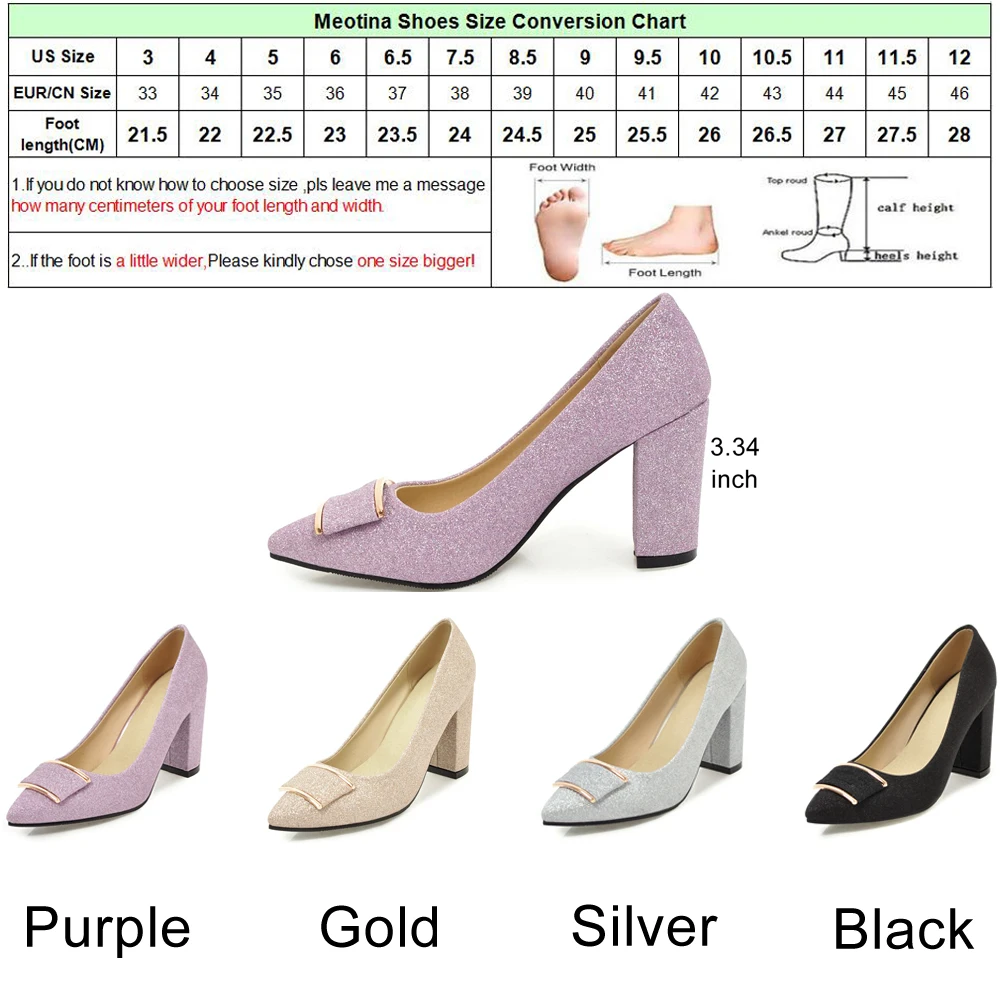 Meotina/женские туфли-лодочки Вечерние туфли на высоком каблуке элегантные туфли с острым носком на толстом каблуке фиолетовые Свадебные туфли для невесты Новинка года; Размеры 33-43
