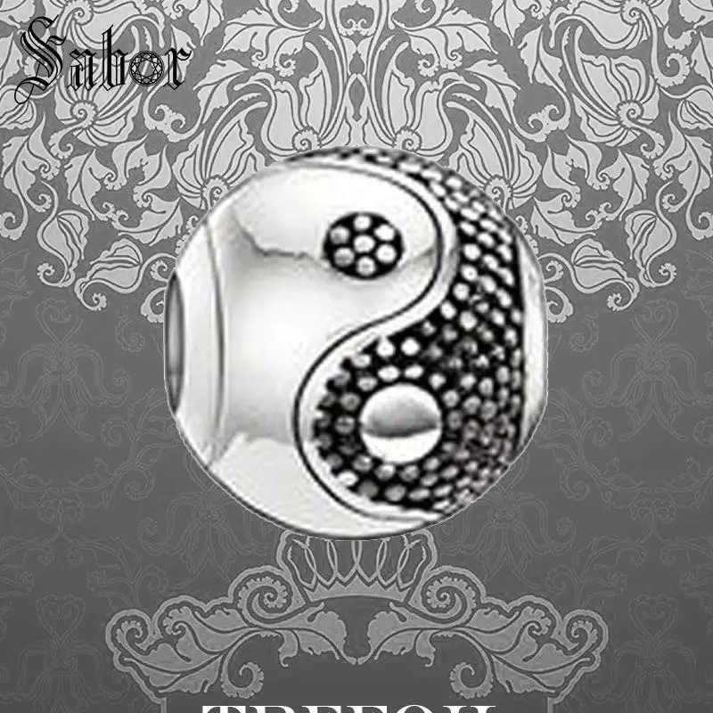 

thomas DIY Beads Yin-yang Charm Fashion Silver Jewelry Gift Women Men Girl Fit Bracelets Necklace Choker 2019 New female