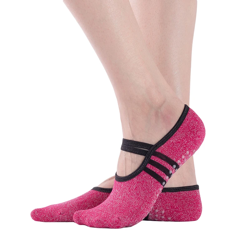 Женские носки для йоги с открытой спиной, хлопковая, не полосатая повязка, спортивные носки, вентиляционные Пилатес, детские колготки танцевальные носки, Тапочки - Цвет: red